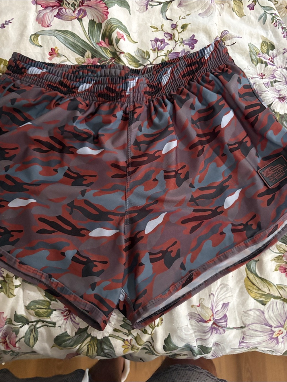 Camo Athletic Shorts in Rust & Gray